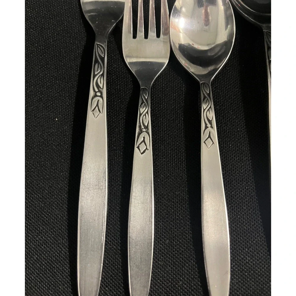 Mid Century Tulip Time Stainless Steel Amefa Holland 6 pc‎ place setting